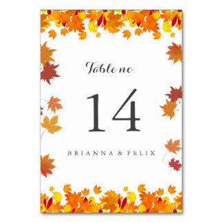 Numeração De Mesa Rustic Autumn Leaves Wedding Table Number Card