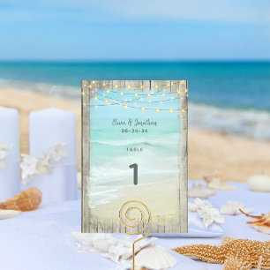 Numeração De Mesa Rustic Beach String Luzes Núm. Tabela de Casamento