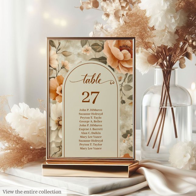 Numeração De Mesa Rustic Boho Terracotta Beige Sage Floral Wedding  (Rustic Boho Terracotta Beige Sage Floral Wedding Table Number

)