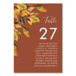Numeração De Mesa Rustic Brown Autumn Foliage Nome do Convidado<br><div class="desc">Número da Tabela de Casamentos outono de Folhagem de outono Rustic Brown com Nomes de Convidado. Todos os textos estão pré-organizados para que você personalize fácil e rapidamente com seus próprios detalhes.</div>