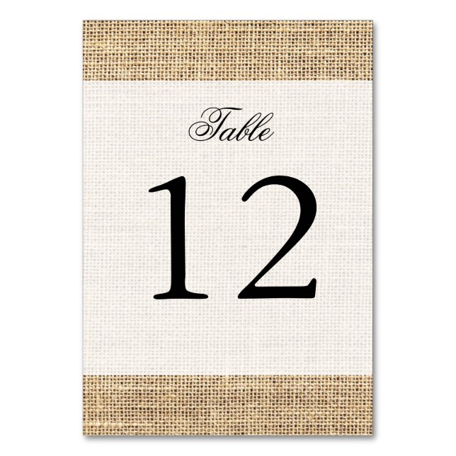 Numeração De Mesa Rustic Country Vintage Burlap (Frente)