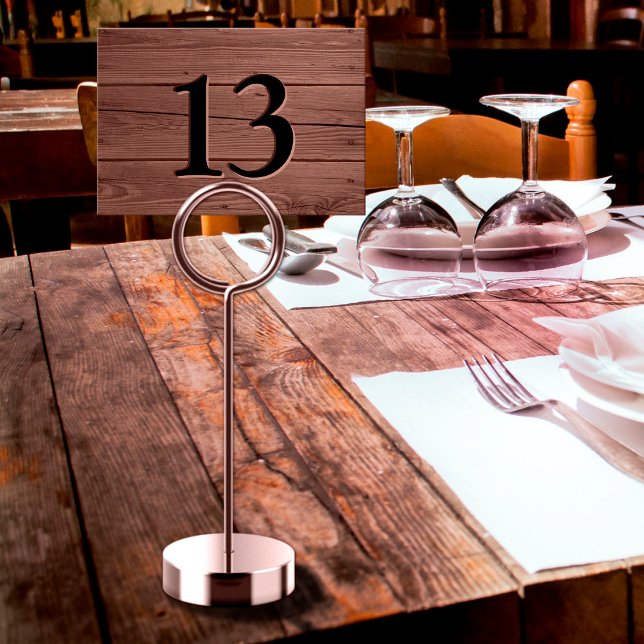 Numeração De Mesa Rustic Faux Engraved Brown Wood Bar (Rustic Faux Engraved Brown Wood Bar Table Number)