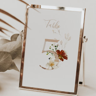 Numeração De Mesa Rustic Floral Manuscrito 5 Casamento