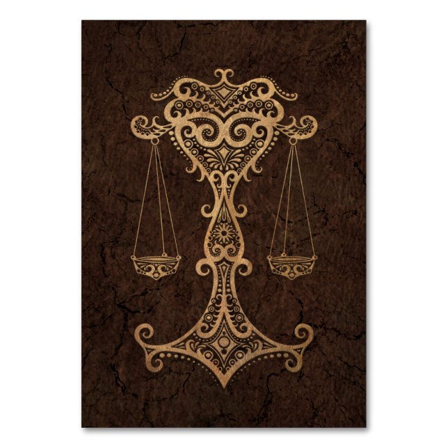 Numeração De Mesa Rustic Libra Zodiac - Sinal de Efeito da Pedra (Frente)