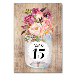 Numeração De Mesa Rustic Mason Jar Watercolor Flowers Casamento de M