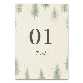 Numeração De Mesa Rustic Mountain Forest Watercolor Wedding Table 