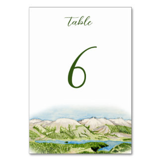 Numeração De Mesa Rustic Mountain Watercolor Números da tabela Casam