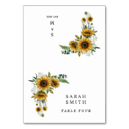 Numeração De Mesa Rustic Sunflower Wedding Place Cards