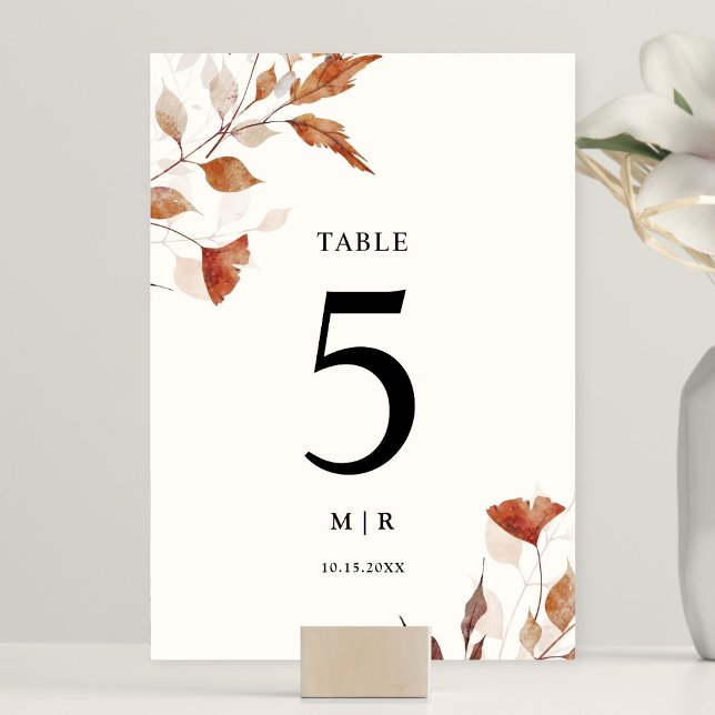 Numeração De Mesa Rustic Terracotta deixa Casamento outono (Criador carregado)