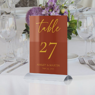 Numeração De Mesa Rustic Terracotta e Recepção de casamento de mosta