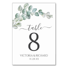 Numeração De Mesa Rustic Watercolor Eucalyptus Greenery Wedding