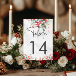Numeração De Mesa Rustic Winter Holly & Pine Wedding