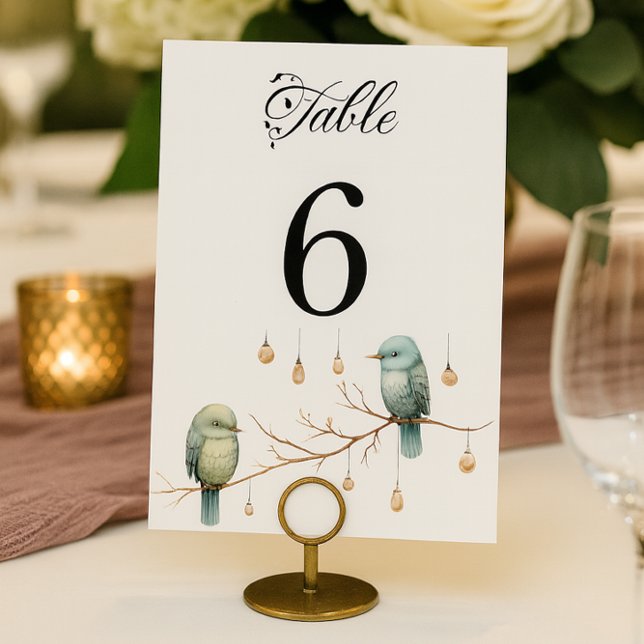 Numeração De Mesa Rustic Woodland Love Birds Casamento Romântico (Criador carregado)