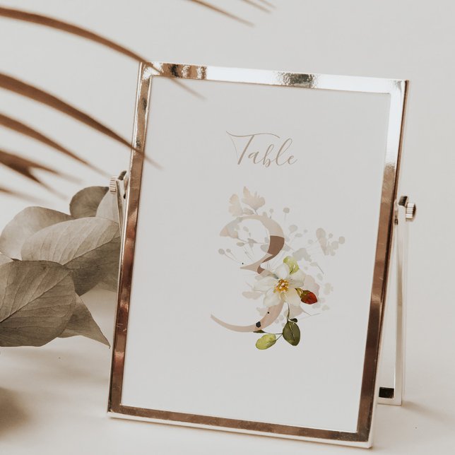 Numeração De Mesa Rústico Floral Escrito à Mão Casamento 3 (Criador carregado)