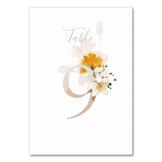 Numeração De Mesa Rústico Floral Escrito à Mão Casamento 9 (Verso)