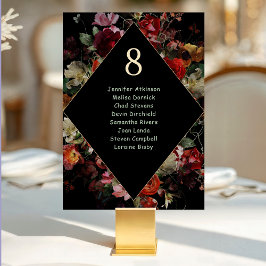 Numeração De Mesa Sábado de casamento floral negro elegante