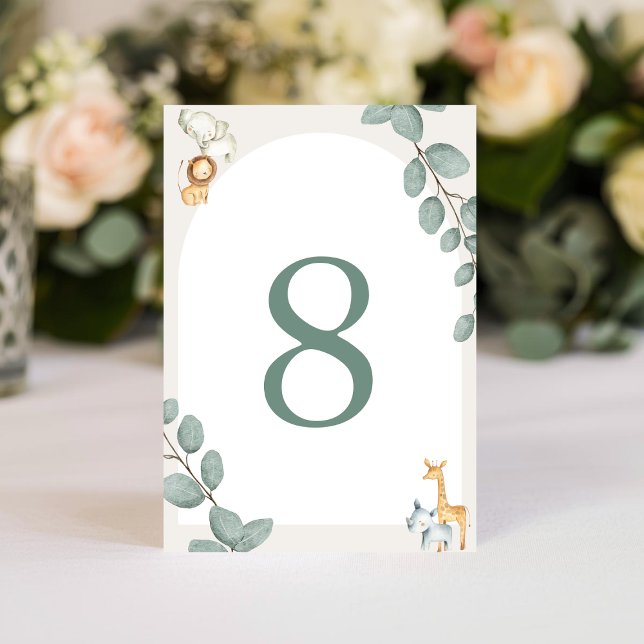 Numeração De Mesa Safari Animals Table Numbers Card (Criador carregado)