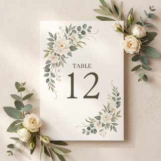 Numeração De Mesa Sage Green Botanical Wedding Table Number