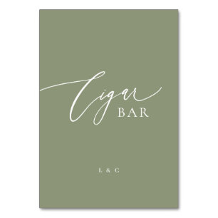 Numeração De Mesa Sage Green Calliografia - Sinal de Bar de Charuto 