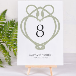 Numeração De Mesa Sage Green Celtic Irish Swan Love Knot Weds