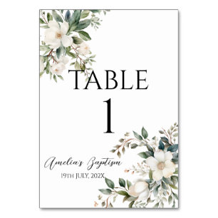 Numeração De Mesa Sage Green Floral Baptism