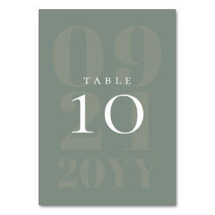 Numeração De Mesa Sage Green Minimalist Bold Type Wedding