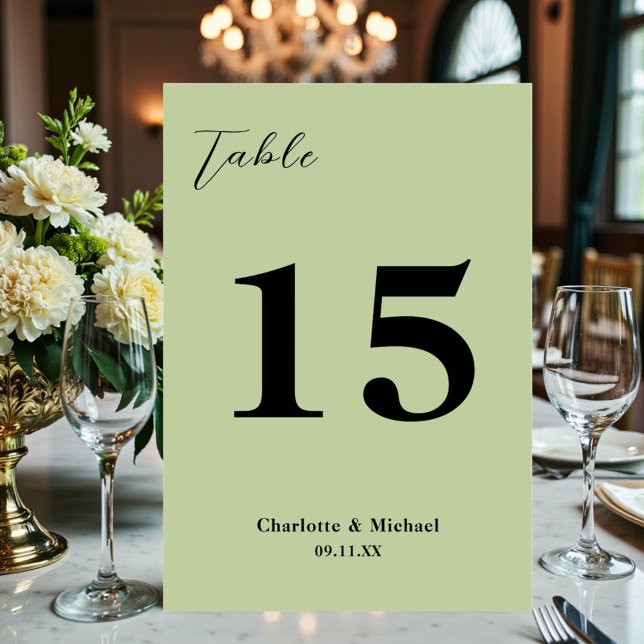 Numeração De Mesa Sage Green Minimalist Wedding (Criador carregado)