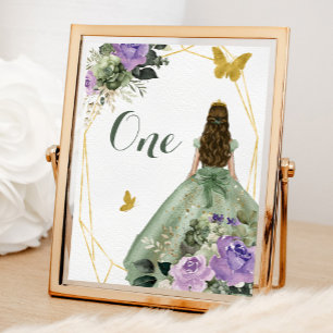 Numeração De Mesa Sage Green Purple Quinceañera Table Number