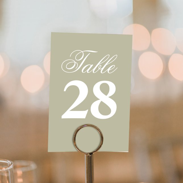 Numeração De Mesa Sage Green Script Wedding Table Number  (Sage green wedding table number.)