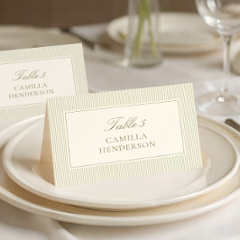 Numeração De Mesa Sage Green Stripes Place Cards