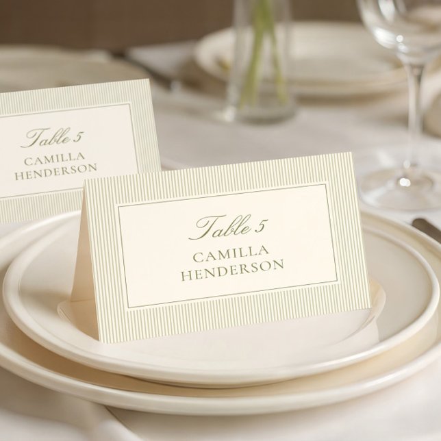 Numeração De Mesa Sage Green Stripes Place Cards (Criador carregado)