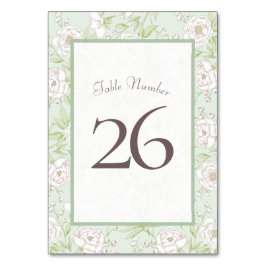 Numeração De Mesa Sage Green White Rose Wedding Table Number