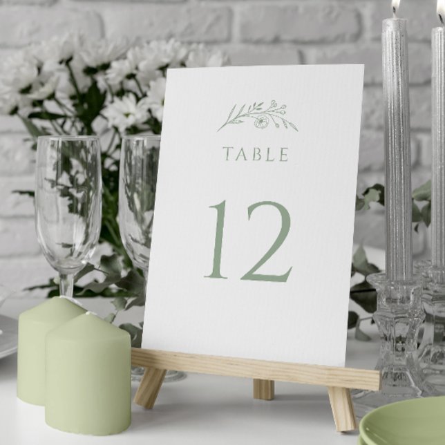 Numeração De Mesa Sage Green Wldflower Wedding (Criador carregado)