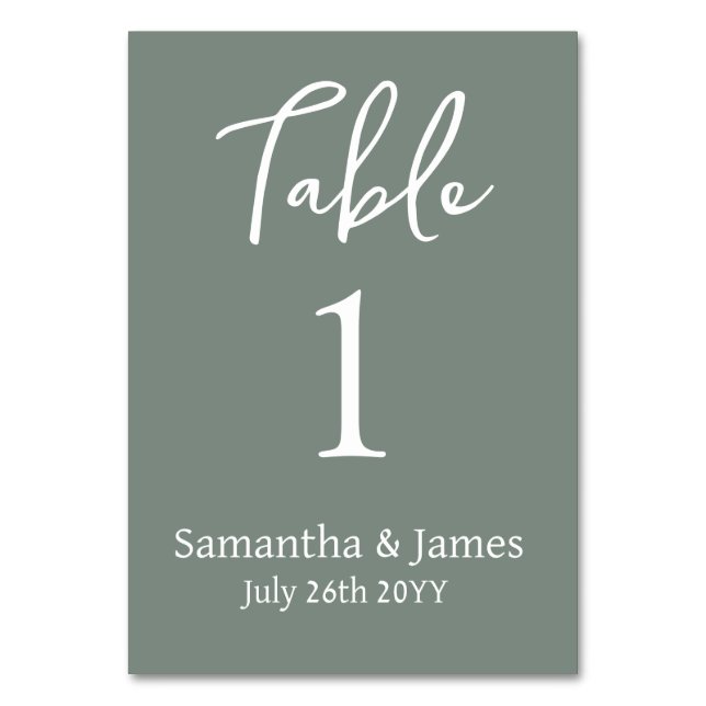 Numeração De Mesa Sage Modern Elegance Wedding (Verso)