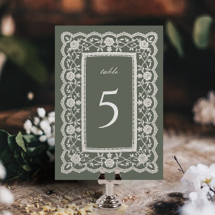 Numeração De Mesa Sage Verde Floral Renda Vintage Clássico Casamento