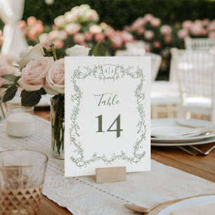 Numeração De Mesa Sage Verde Vinha de Rosa Botânica para Casamento
