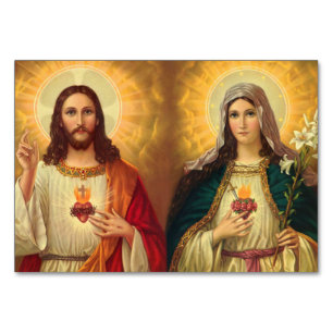 Numeração De Mesa Sagrado Coração de Jesus e Virgem Maria