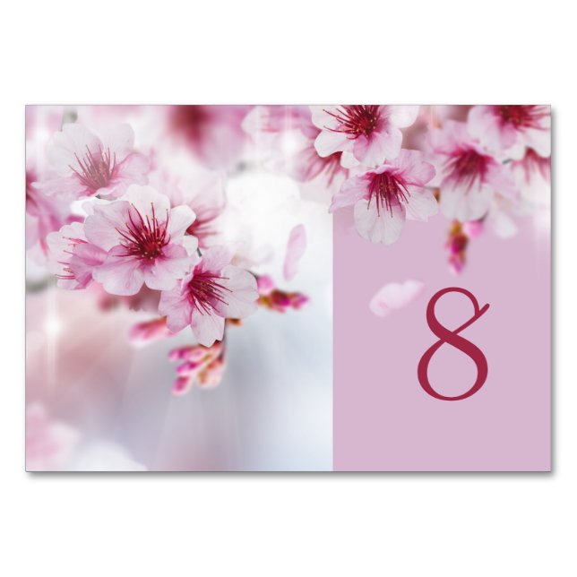 Numeração De Mesa Sakura, Cherry Flor Table Number Card (Frente)