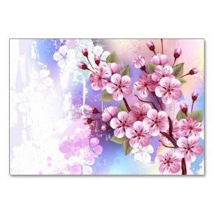 Numeração De Mesa Sakura rosa no fundo da pintura
