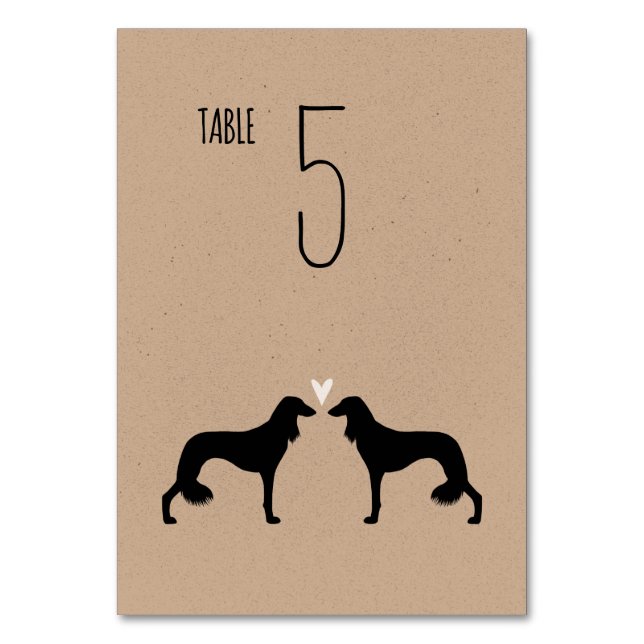 Numeração De Mesa Saluki Dog Silhouettes Recepção de casamento Perso (Verso)