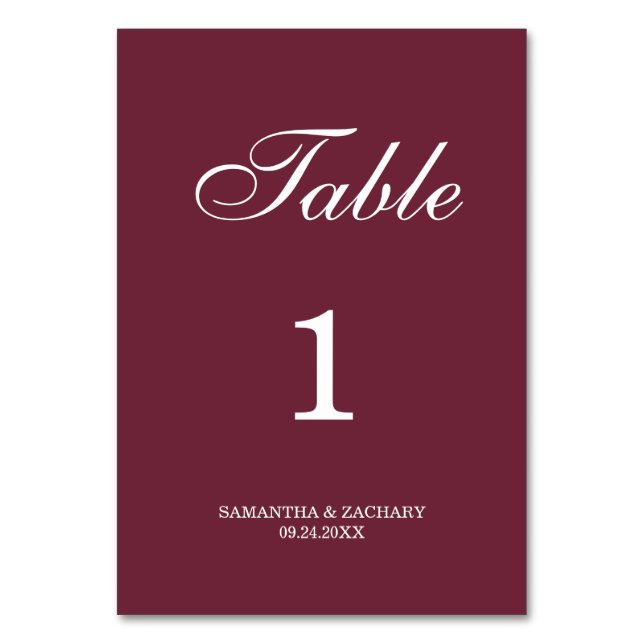 Numeração De Mesa Samantha Elegant Simple Wedding Double-Sided (Frente)