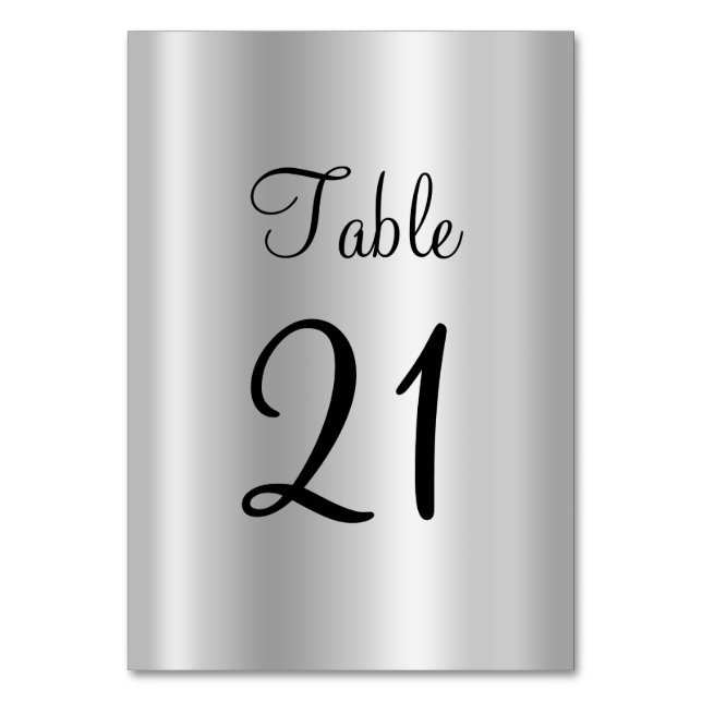 Numeração De Mesa Satin Ombre Prateado Pálido Falso Folheado (Frente)