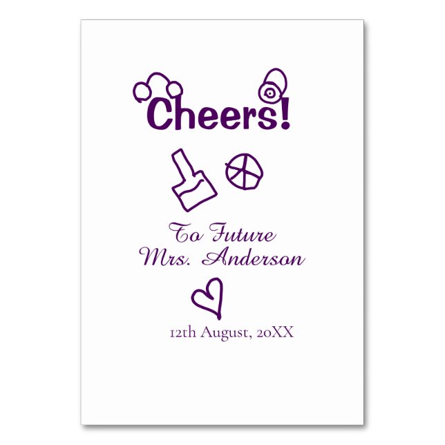 Numeração De Mesa Saúde para o futuro Sra. Adicione noiva nome rabis (Frente)