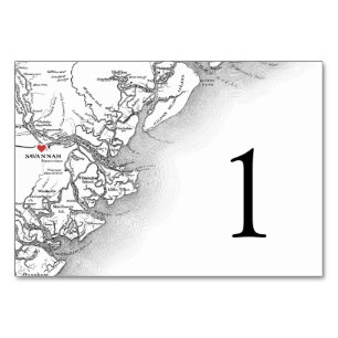Numeração De Mesa Savannah Georgia Mapa Elegante Casamento Branco Ne