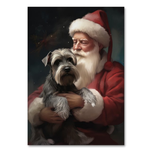 Numeração De Mesa Schnauzer Com Papai Noel Natal Festivo (Frente)