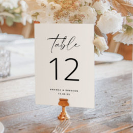 Numeração De Mesa Script branco e preto elegante