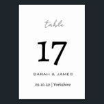 Numeração De Mesa Script branco e preto personalizado<br><div class="desc">Placa de Número de Tabela Personalizada de Script Branco e Preto Elegante</div>