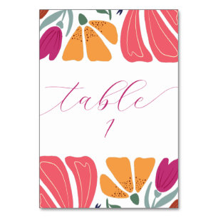 Numeração De Mesa Script de Casamento Floral Moderno Multicolor