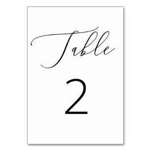 Numeração De Mesa Script Elegante   Casamento Negro e Branco minimal