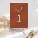 Numeração De Mesa Script Elegante Moderno Terracotta<br><div class="desc">Este belo convite faz parte de uma coleção inteira! Misture e combine cores e uva seus hóspedes com estes designs lindos e clássicos.</div>